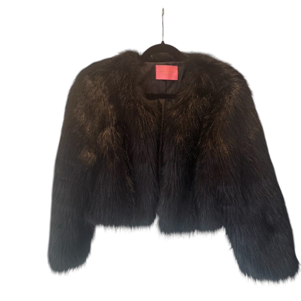 Azalea Wang Cropped Faux Fur Black Size Large